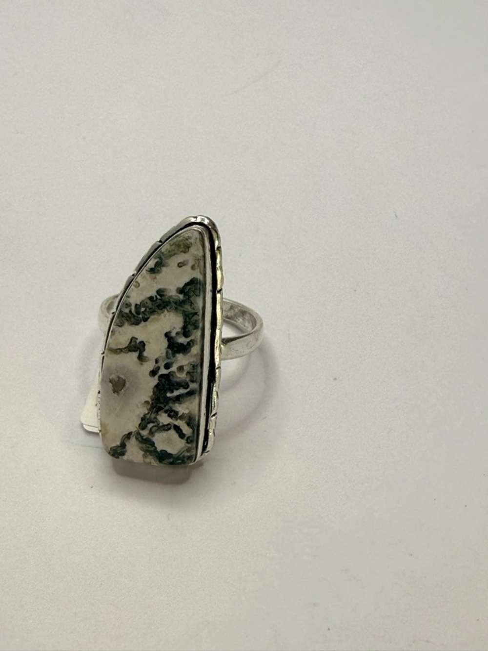 Tree Agate Ring Size 10 Sterling Silver 925 Natural Stone Ring - Picture 5 of 5